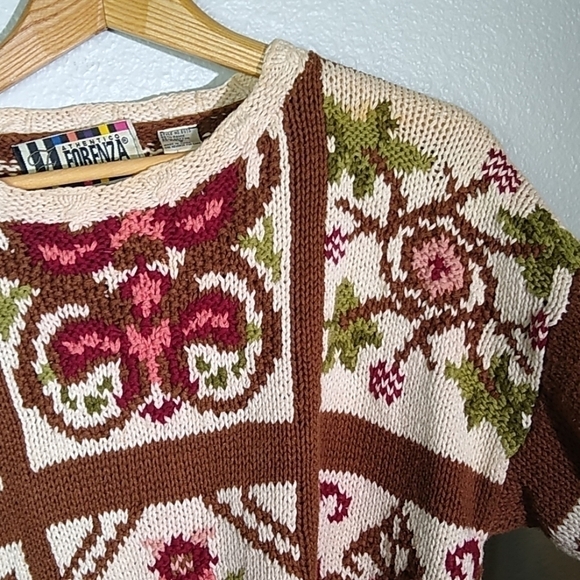 Forenza Vintage 80s Knit Floral Design Sweater Woman's Small Cottagecore Granny - Picture 6 of 8
